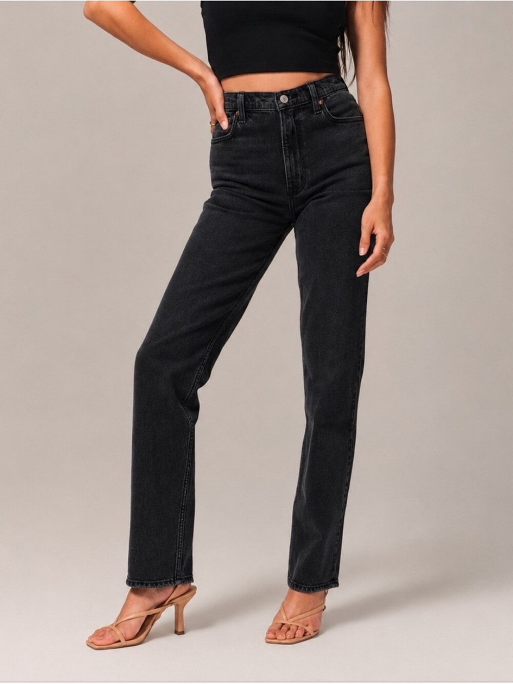 Abercrombie & Fitch The '90s Straight Ultra High Rise Jeans Black Size 28 Short